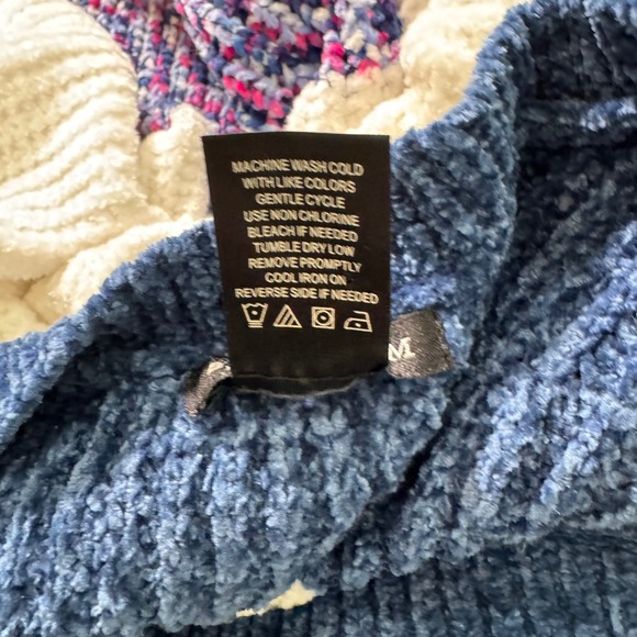 Blush & Bloom Womens M Colorblock Knit Sweater Blue Pink Y2K Preppy Cozy Cottage - Picture 4 of 10